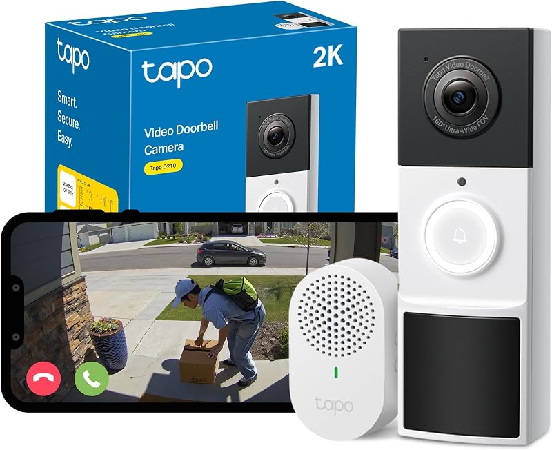 Tapo D210 Wireless Doorbell Camera 2K 3MP Battery Video Full Color Night Vision