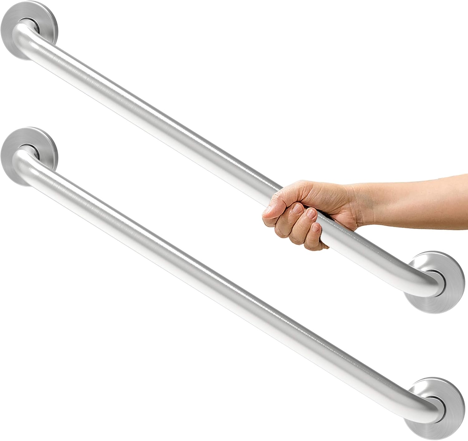 AmeriLuck 24 inches Stainless Steel Bath Safety Grab Bar (2 Pack), ADA Compliant 500lbs Loading Capacity, Brushed Nickel: Health & Personal Care