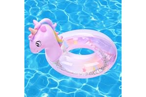 Oukitoymer Inflatable Swim Ring, Cute Mermaid Dinosaur Unicorn Mouse Swimming Pool Floats Tube Raft, Water Bathtub Beach Party Toys Swimming Trainer Floaties for Toddlers Kids Aged 4-10