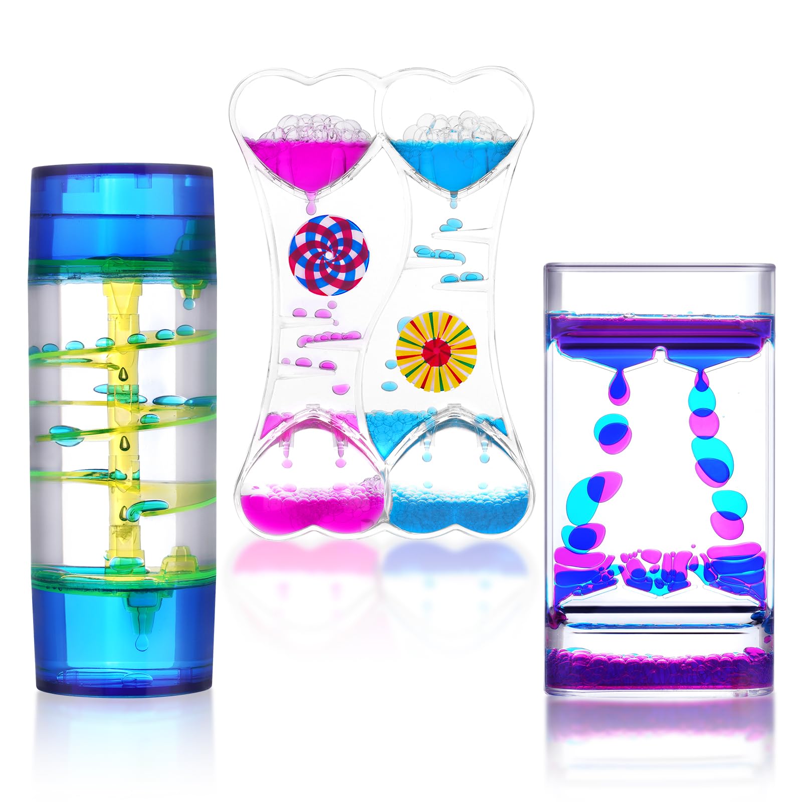 OSDUE Sensory Toys for Relaxation, Liquid Motion Bubbler Timer, Lava Lamp Effect Sensory Toy, Autism Toy and Special Needs Sensory Fidget, Calming Stress Relief Hourglass Toy