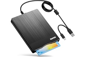 RAAYOO Floppy Disk Reader 3.5 inch USB Floppy Disk Drive External 3 1/2 Floppy disc Reader Portable Floppy Diskette Drive USB C for PC Laptop Notebook Computer with Windows 11/10(Brushed Texture, 3.5 Inch)