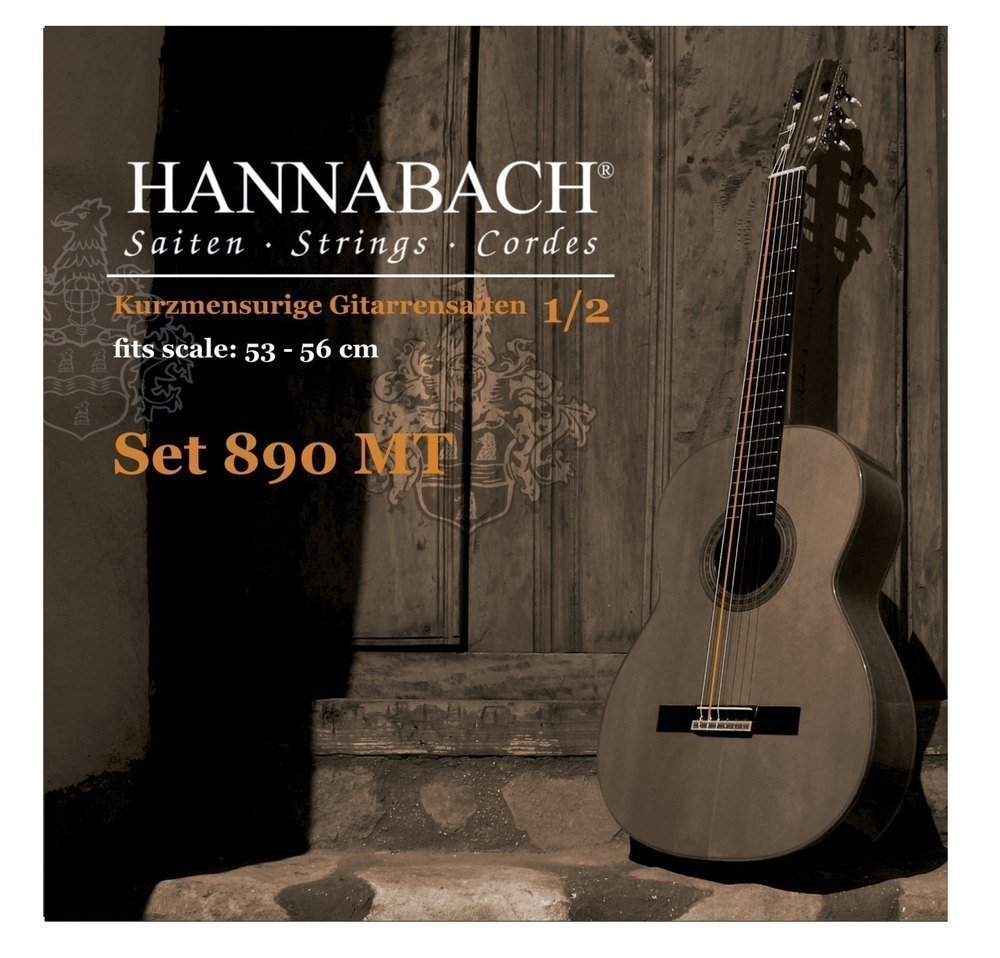 Hannabach Classical Guitar Strings Series 890 MT for 1/2 Children's Guitar Scale: 53-56 cm - G3w - 8903MTW 1/2