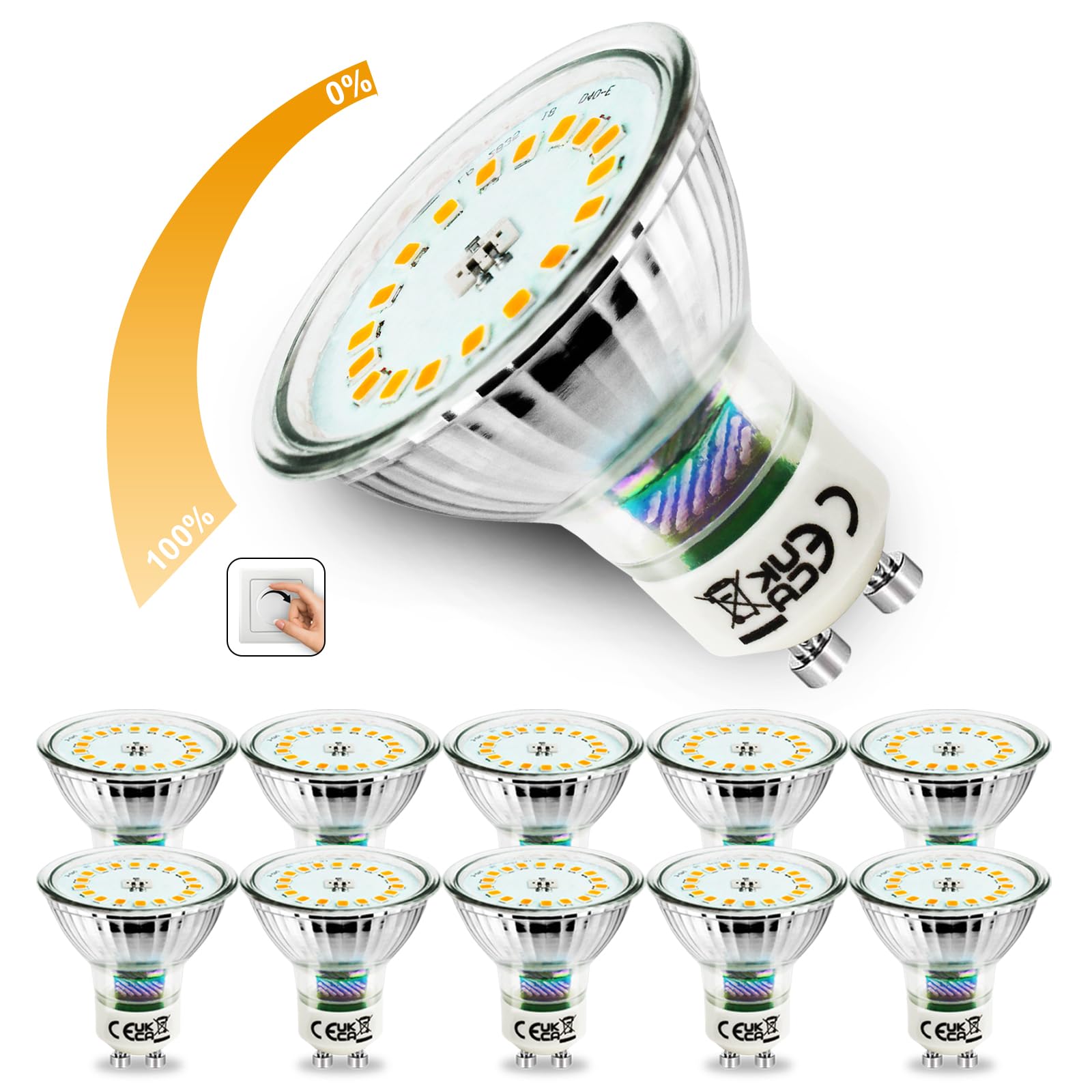 Allesgute GU10 LED Warmweiss 5W Dimmbar LED Lampe Glas Glühbirnen 700lm LED Birnen Ersetzt für 45W Halogen Leuchtmittel 230V Abstrahlwinkel 120°, 10er pack