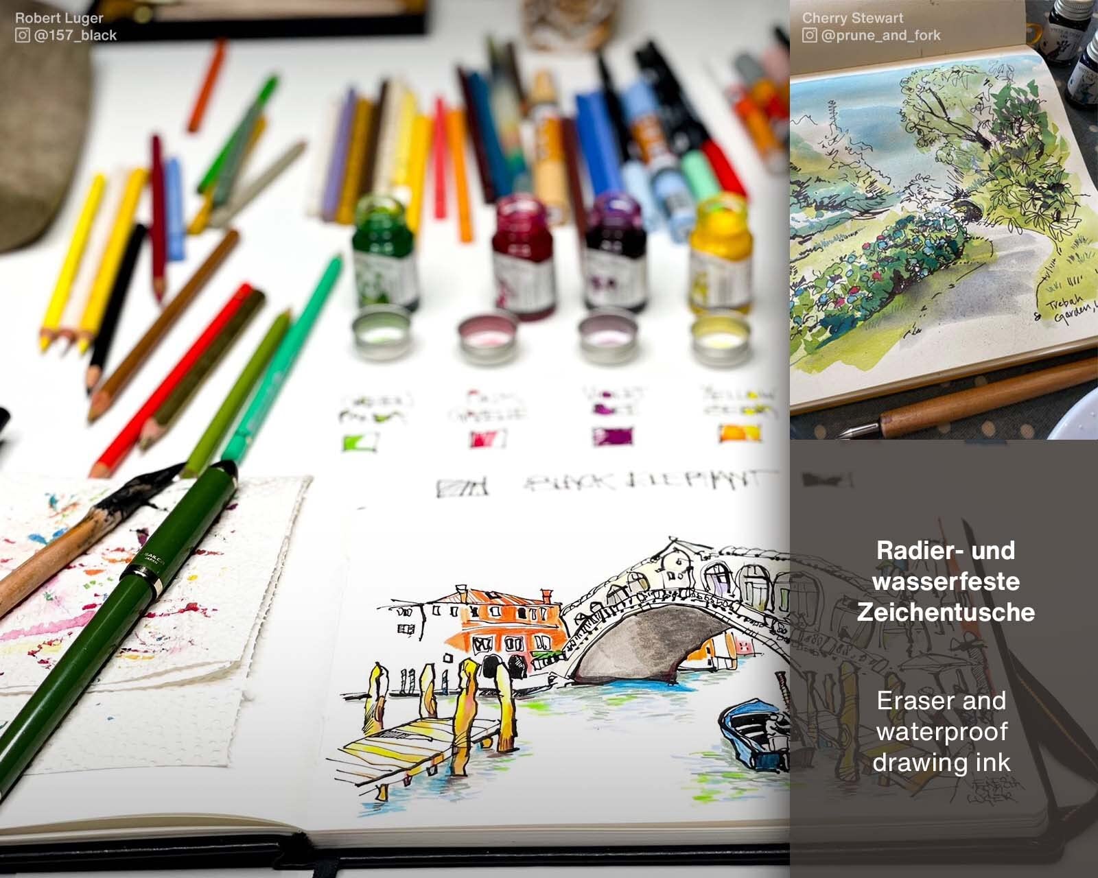 Octopus Write and Draw Ink 347 Black Elephant, wasserfeste Tinte zum Schreiben und Zeichnen, Kalligraphietinte, lichtechte Zeichentusche für Füllhalter, schwarz, 50 ml 4