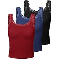 Lasnten 4 Pieces Lace Camisole Tank Tops for Women Ribbed
