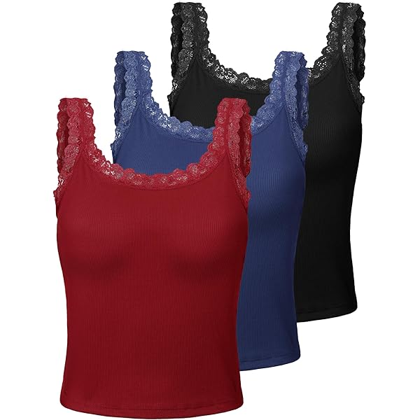 Sintege 3 Pcs Women's Lace Patchwork Tank Top Lace Camisole Tank