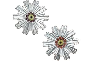 hogardeck Metal Flower Farmhouse Wall Decor, 2 PCS 11" Hanging Galvanized Farmhouse Decor for Indoor Outdoor, Boho Rustic Wall Decor for Bathroom Living Room Kitchen Bedroom Porch Garden Yard Backyard