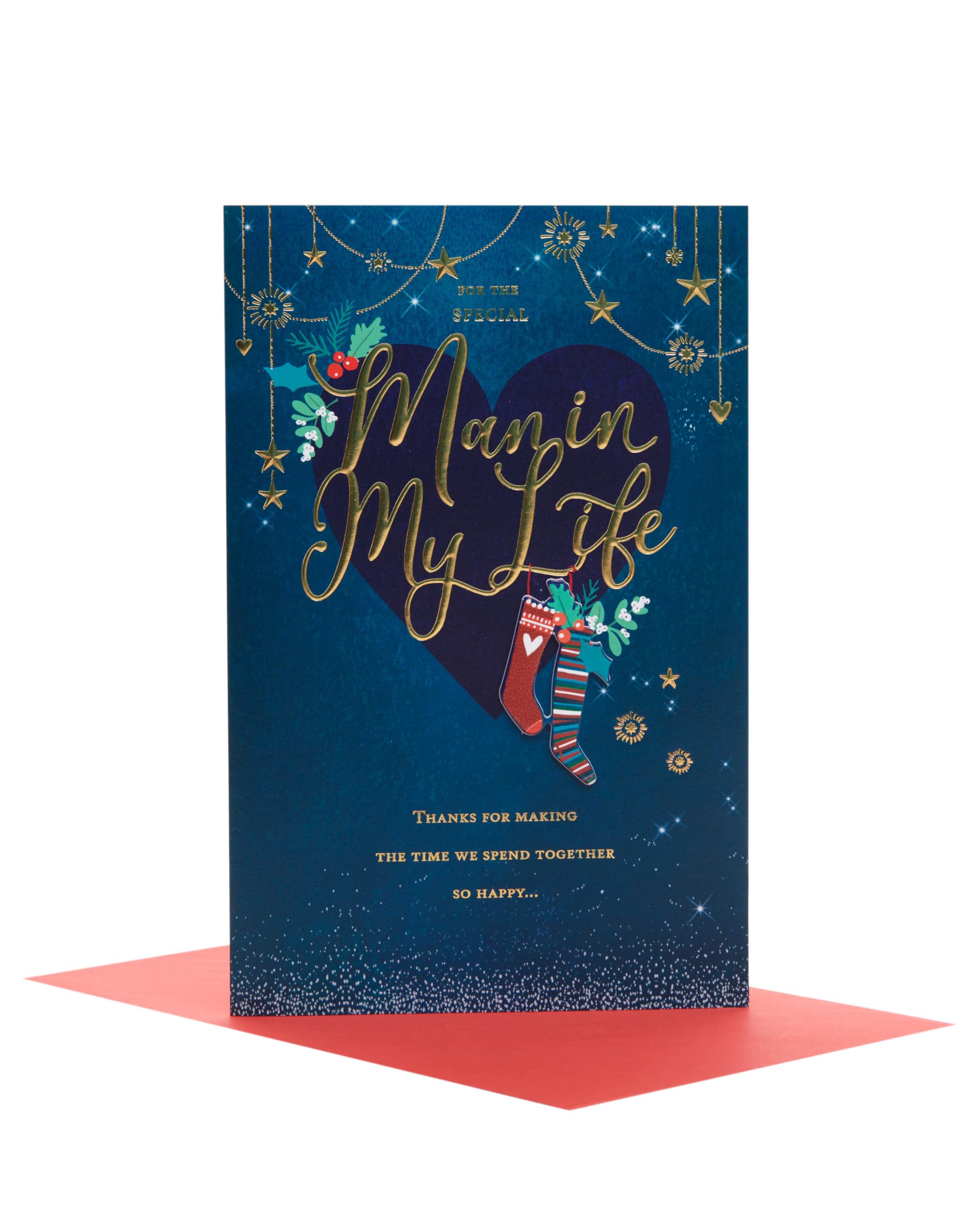 UK Greetings Christmas Card for the Special Man in My Life - Gold Lettering Design