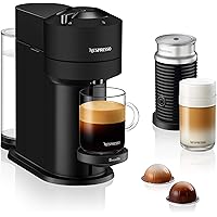 Nespresso Vertuo Next Single Serve Coffee and Espresso Machine by Breville with Aeroccino Milk Frother, Matte Black