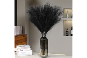 Wertuirk 9 Stems Black Pampas Grass - 38 Inch Tall Faux Pompous Grass Decor, Long Artificial Pompas Floral for Gothic Room Decoration, Wedding Flower Arrangement, Halloween and Home Decor (Black)