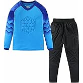 M2C Kids Padded Goalkeeper Jersey and Pants Set Long Sleeve Soccer Goalie Shirt