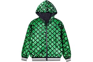 YIYI Plaid Girls Sequin Jackets Striped Stylish Varsity Jacket Kids Sparkle Coat Trendy Girl Outwear Birthday Clothes