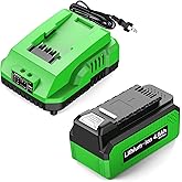 Amitself 4.0Ah High Capacity Battery Replacement for 40v Greenworks Battery and Charger,Compatible with Greenworks 40V Power Tools