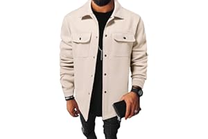 Floerns Men's Casual Flap Pocket Button Front Long Sleeve Jackets