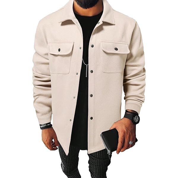 NEROXA Winter Coats for Men Long Sleeve Men Button Front Pocket