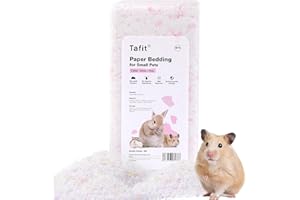 tafit Dust-Free Soft Natural Paper Hamster Bedding with Odor Control, Strong Absorption, 36 Liters, for Hamster, Guinea Pig, Rabbit, Chinchilla, Rat, Mice, Small Animal (White+Pink)