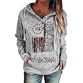 NOVEPT Womens Vintage Loose Casual Hoodie Long Sleeve Pullover Tops Sweatshirt with Kangroo Pocket