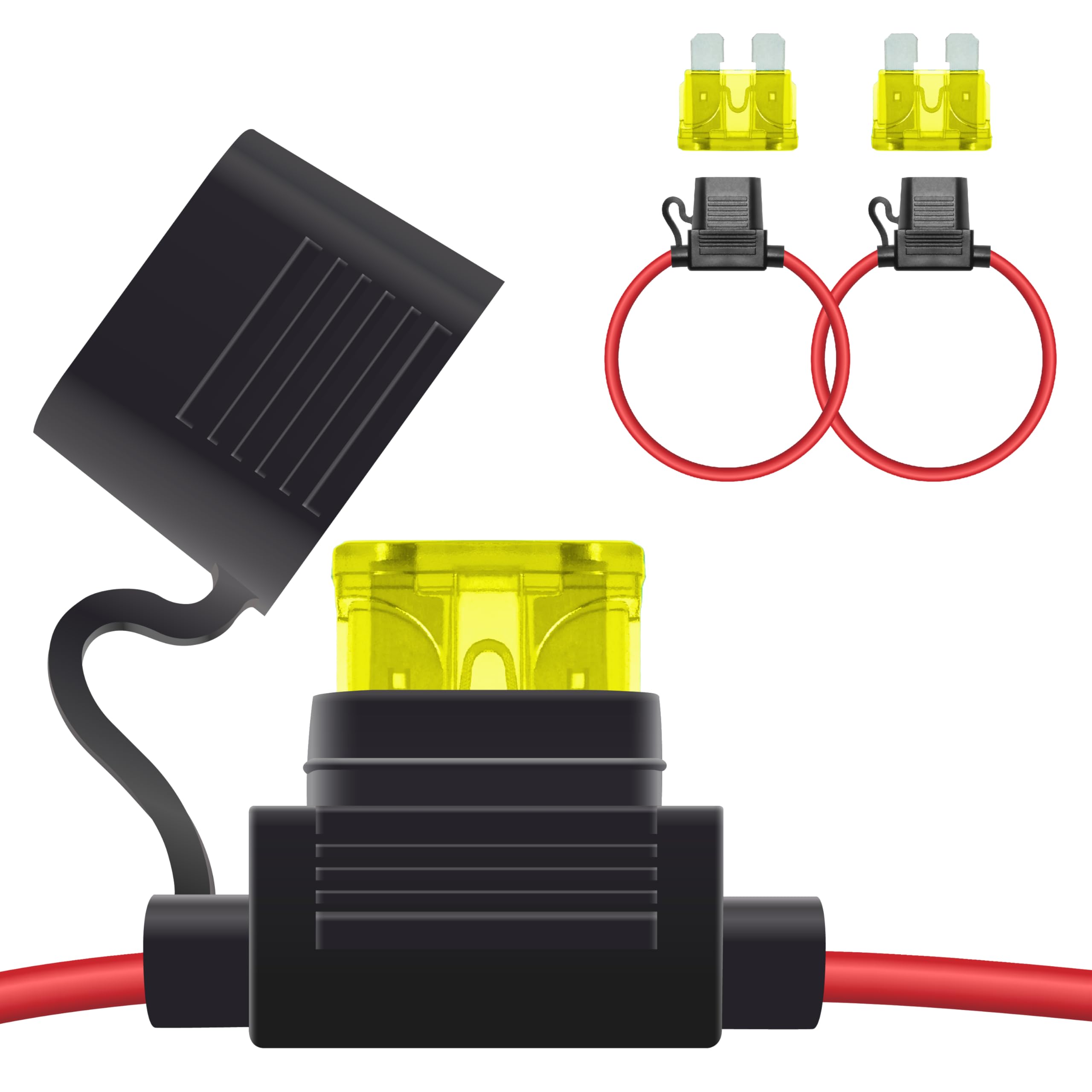 Photo 1 of 2 PCS Inline Fuse Holders 12V, 14 AWG Car Gauge Inline Fuses, Waterproof Fuse Holder with 20A ATC/ATO Standard Blade Fuses for Automotive, Marine, Golf Cart Lighting, Electrical Circuits