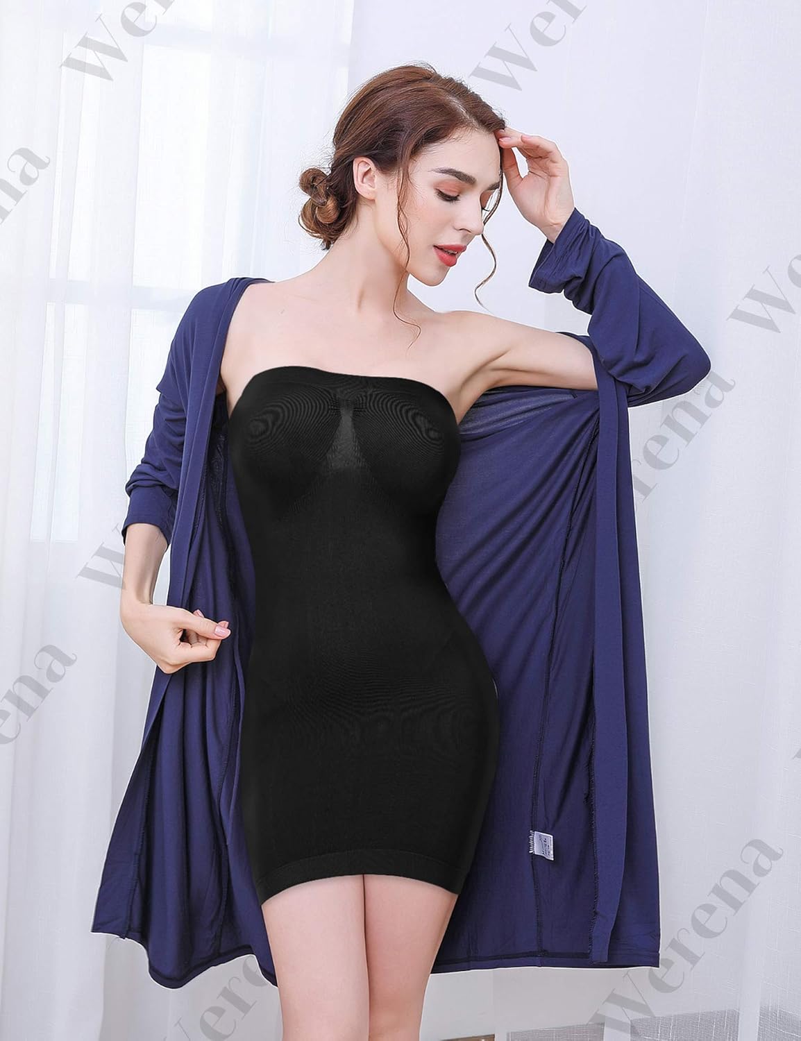 Seamless Strapless Shapewear Slip for Women Tummy Control Full Body Shaper Slip Under Dress (Black, Large) at  Women’s Clothing store