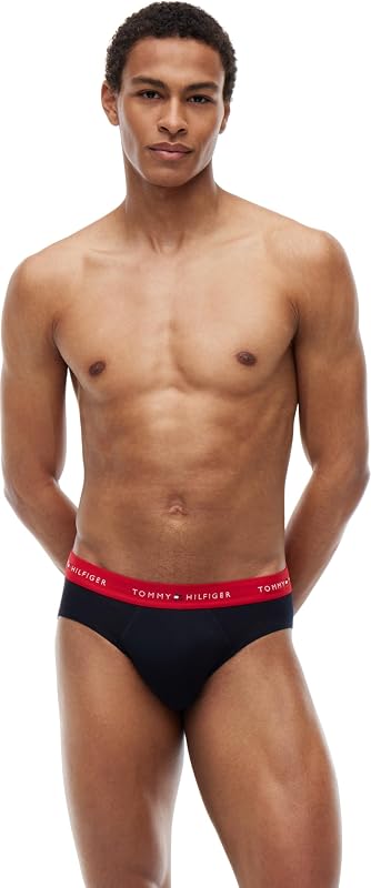 Calzoncillos Hip Briefs Pack de 3 Hombre con Logotipo en la Cintura, Multicolor (Des Sky/Primary Red/White), M