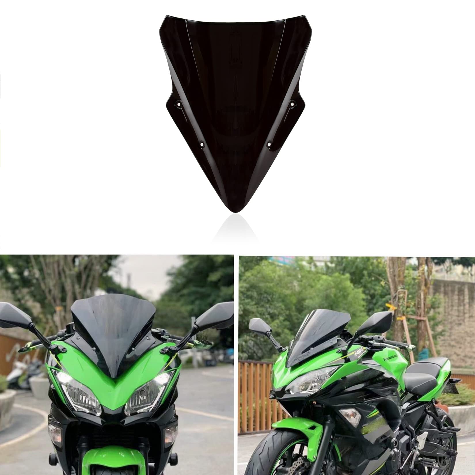Photo 1 of Windshield Windscreen Double Bubble for 650 ER6F 2017 2018 2019 (Black)