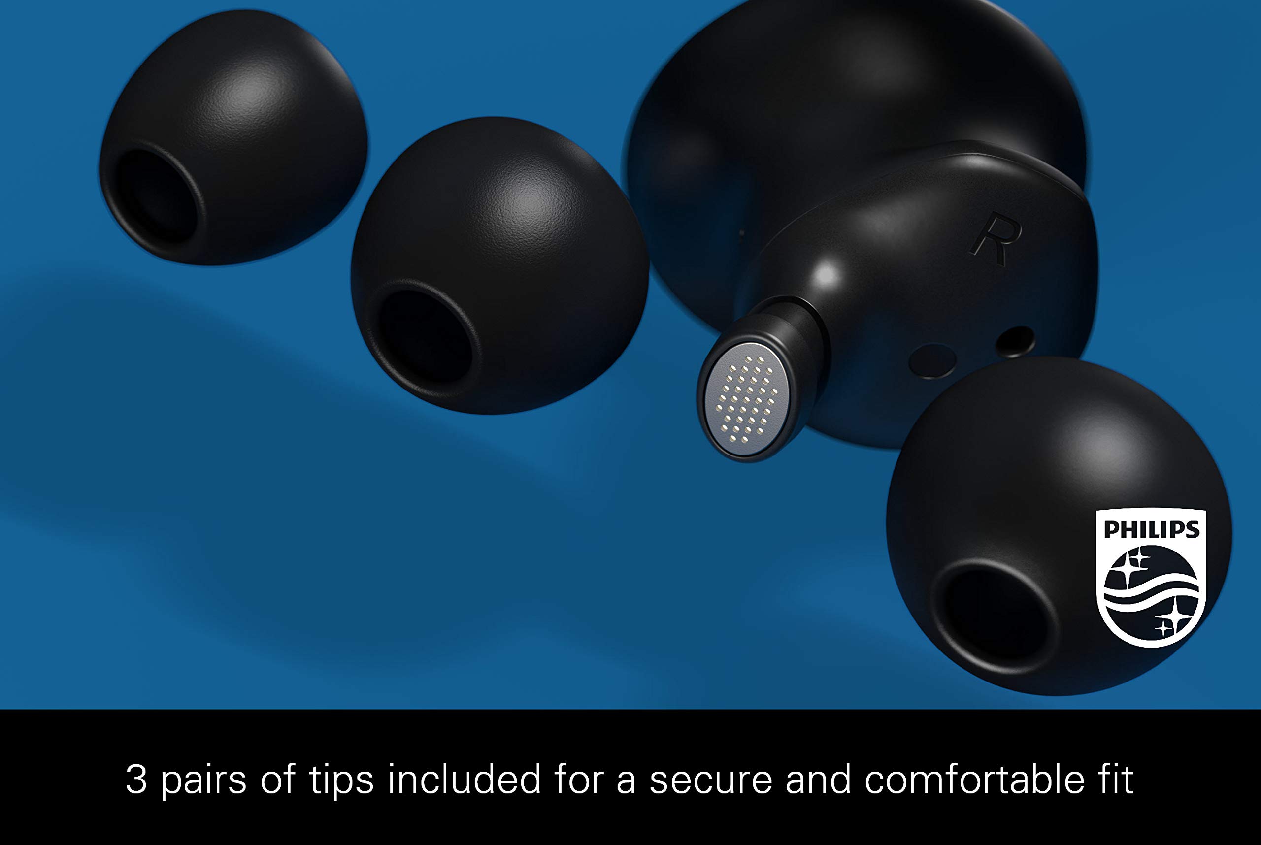 Philips T8505 True Wireless Earbuds, Hybrid Active Noise Canceling (ANC), Bluetooth 5.0 Voice Assistant, IPX4 Splash Resistant, App Control, USB-Charging, Wireless Charging case Included (TAT8505BK)