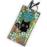 Mcapirivo Soft Sunglasses Eyeglass Glasses Case,7x3.5inch Portable PU Leather Squeeze Top Holder Bag Pouch for Women Men