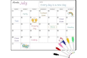 VONDAFE Magnetic Calendar - 2 Pcs Magnetic Calendar for Fridge, Family Magnetic Calendar, Dry Erase Calendar for Fridge Magnetic, Kids Dry Erase Calendar Set: 2 Pcs Monthly Planner & 6 Fine Tip Markers