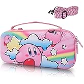 TIKOdirect Pink Kirby Carrying Case for Nintendo Switch, Hard EVA Shell, Pink Interior, Shoulder Strap