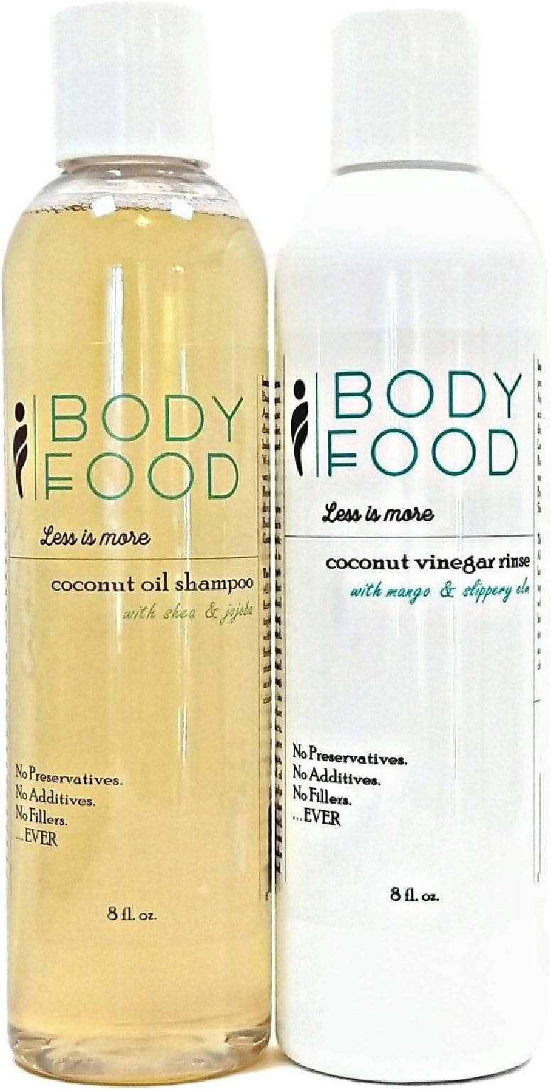 Body Food Healthy Hair Duo with Coconut Oil Shampoo and Coconut Vinegar Conditioning Rinse