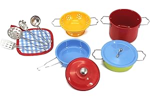 KIDAMI Kids Play Kitchen Toys Pots and Pans Stainless Steel Cookware Playset Pretend Cooking Utensils for Kids