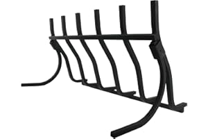 Myard PayandPack FG6 Fireplace Grate Wrought Iron Steel High Efficiency Smoke-Free Vertical Firewood Log Burning Holder Rack (6 Bars) 26" Wide, 15" Tall