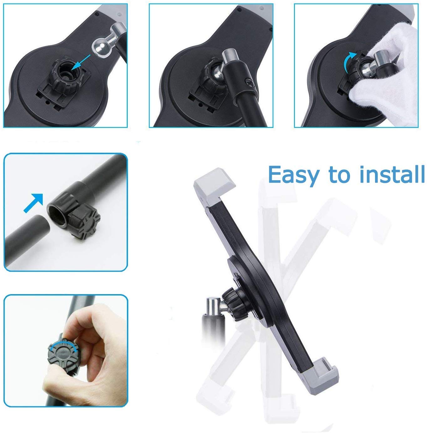 Elitehood Ipad Tripod Stand, 65.3 Inch Height Adjustable Floor Tablet