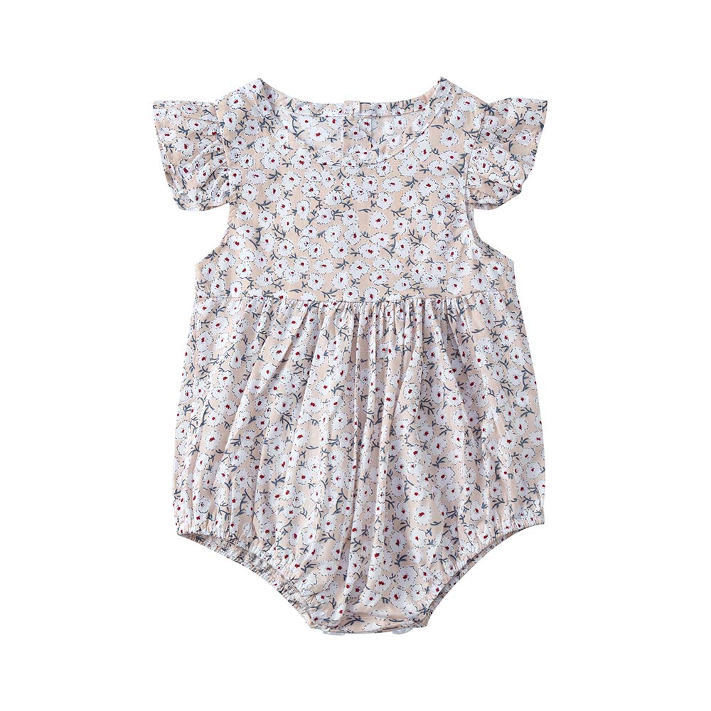 Newborn Baby Girl Floral Romper Summer Vintage Ruffle Sleeveless