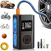 Tire Inflator Portable Air Compressor - 150 PSI Portable Air Pump for Car Tires, Cordless Electric Bike Tire Pump with Digital Pressure Gauge, LED Light for Auto, Motorcycle, Bicycle, Ball