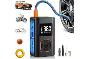 RIPOM Tire Inflator Portable Air Compressor - 150 PSI Mini Portable Air Pump for Car Tires, Cordless Electric Bike Tire Pump with Digital Pressure Gauge, LED Light for Auto, Car, Motorcycle, Bicycle, Ball