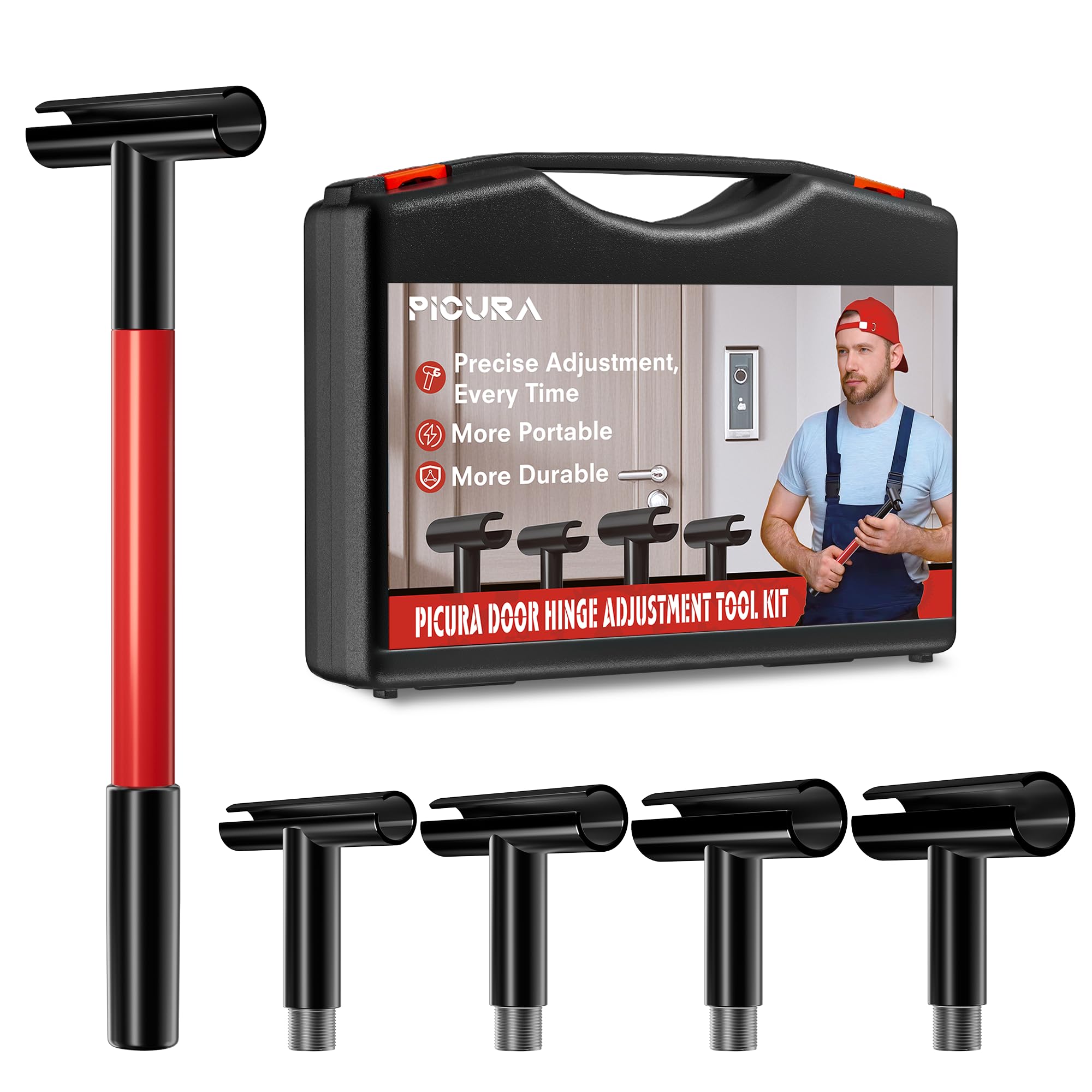 Photo 1 of Door Hinge Adjustment Tool Kit, 4 in 1 Rotary Hinge Gap Adjusting Wrench for Residential Commercial Multi-Size Diameter 0.55 in/0.71 in/0.82 in/0.98 in Heavy Door Hinge Adjuster Alignment Bender Tool