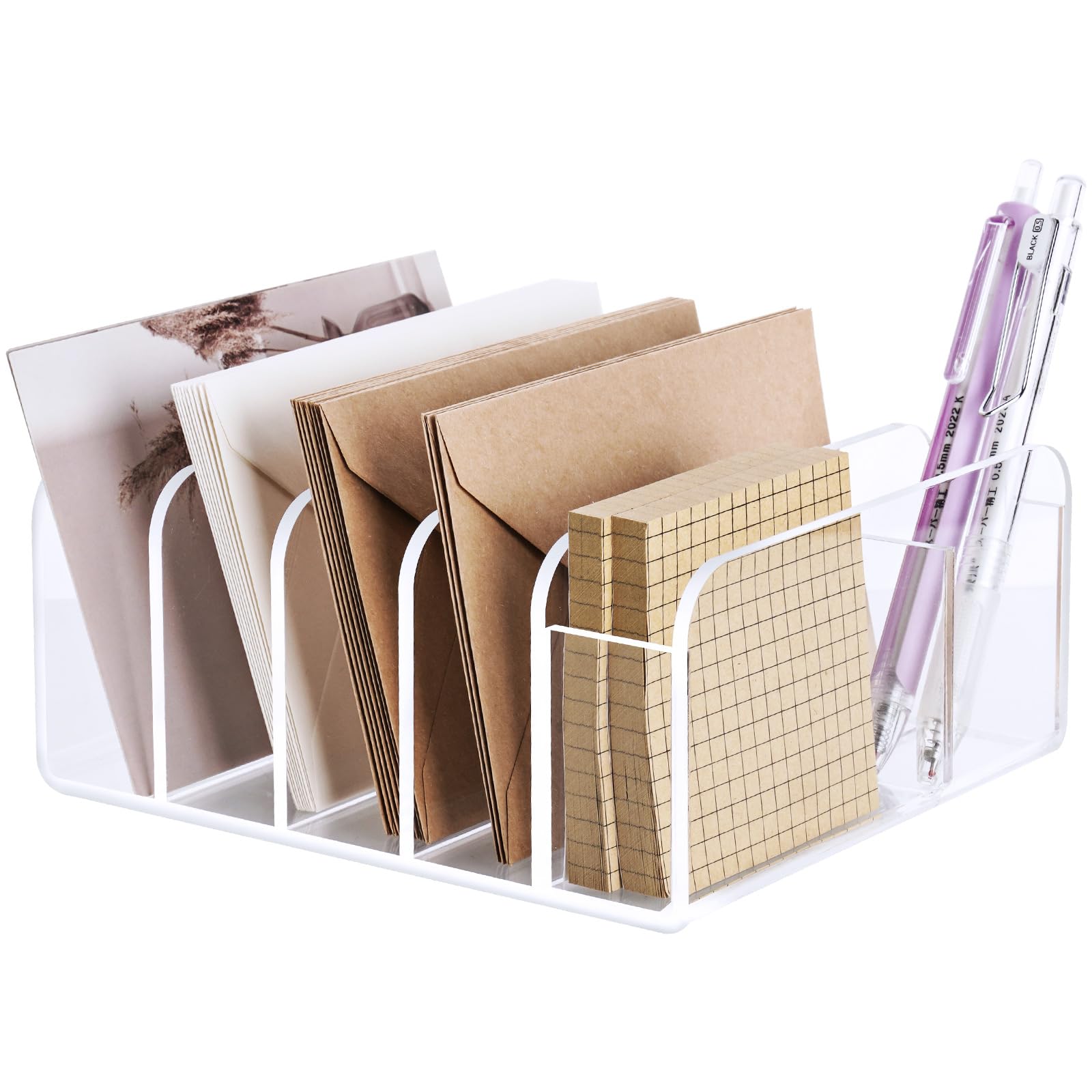 NiHome Clear Acrylic Letter Rack, Multipurpose Letter Holder and Organizer for Home, Office, and Classroom, Durable Anti-Slip Design for Efficient Space Utilization.