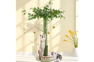 Sheripet Cat Scratching Post for Indoor Cats Adults, 45 Inch Tall Cat Scratcher with Sisal Rope, Large Cats Scratching Posts with Hanging Ball for Kittens and Medium Large Cats