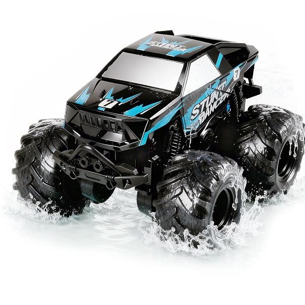 UFILNI 1:24 WATERPROOF MONSTER TRUCK TOYS RC CARS: AMPHIBIOUS REMOTE CONTROL CAR TRUCKS 4WD ALL TERRAIN OFF-ROAD PICKUP TOY FOR 6 7 8 9 10 11 12 YEAR OLD BOYS GIRLS KIDS GIFTS PRESENTS BLUE