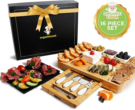 Amazon Com Bamboo Cheese Board Set With Cheese Knife Drawer