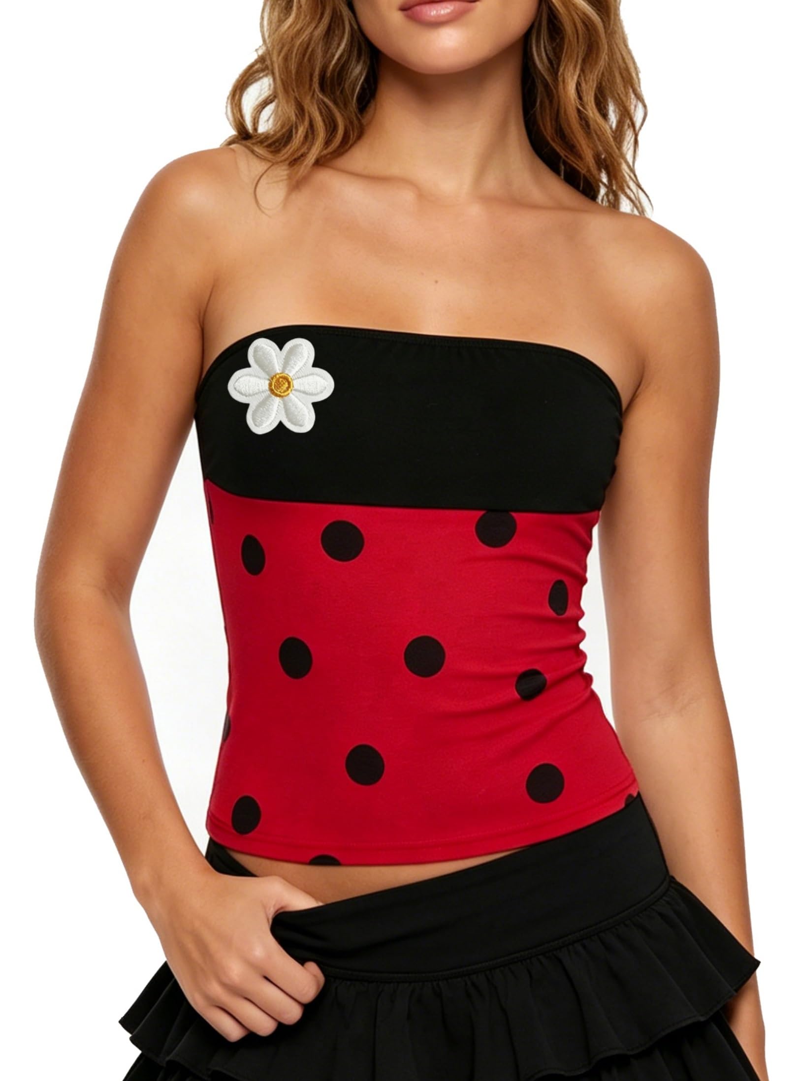 NUFIWI Women Polka Dot Ladybug Shirt Striped Bee Top Halloween Costume | Bee Cosplay Outfits, Lady Bug Costumes Women, Insect