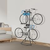 VEVOR 4 Bike Gravity Vertical Rack Free Standing Adjustable 260 pounds Black view 8