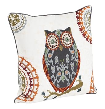Amazon Com Saro Lifestyle 1484 Printed And Embroidered Owl Design