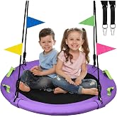 HeyZoo Tree Swing, Saucer Swing 40 Inch for Kids, Outdoor Swing, Purple | 900lbs Weight Capacity, with Adjustable Hanging Straps, for Backyard