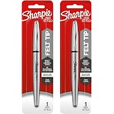 Sharpie Stainless Steel Grip Pen, Fine Point (0.4mm), Black, 2 Count