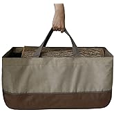 Ejoyous Firewood Log Carrier Bag, Large Firewood Bag Heavy Duty Wax Canvas Log Carrier Tote for Camping, BBQ Barbecue or Normal Storage, Fireplace Accessories