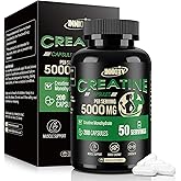 INNIOXV Creatine Monohydrate, 5000mg Per Serving Creatine Capsules (50 Servings), with 250000mg Pure Creatine Per Bottle, for Muscle Support, Strength, Energy Recovery, Gluten Free for Women and Men
