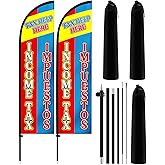 Remagr 2 Pack Income Tax Service Feather Flag 7 ft Impuestos Tax Advertising Flag Windless Feather Banner Sign with Pole Kit and Ground Stake for Accountant Offices Accounting Businesses