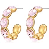 GREICHFAN 18k Gold Hoop Earrings for Women Trendy Cubic Zirconia Earrings Hypoallergenic Earrings